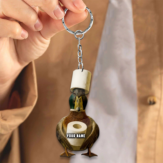 Joycorner Personalized Funny Duck Toilet Paper Ornament Keychain