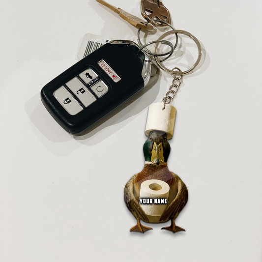 Joycorner Personalized Funny Duck Toilet Paper Ornament Keychain
