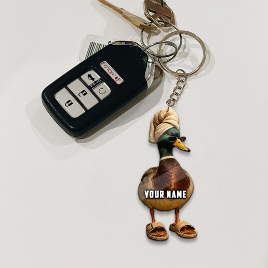 Joycorner Personalized Funny Relax Duck Ornament Keychain