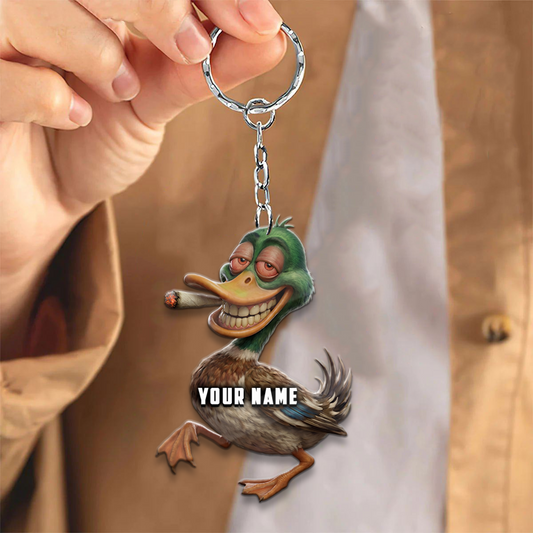 Joycorner Personalized Funny Stoner Duck Ornament Keychain