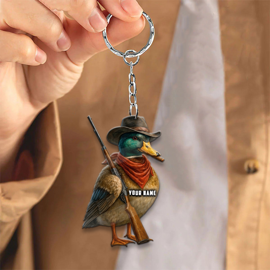 Joycorner Personalized Duck Cowboy Hunter Ornament Keychain
