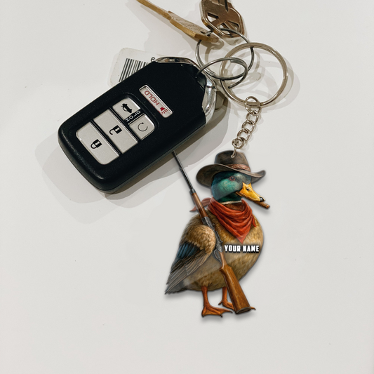 Joycorner Personalized Duck Cowboy Hunter Ornament Keychain