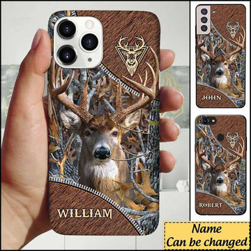 Joycorners Deer Hunting Leather Parttern Personalized Name Phone Case LM1012