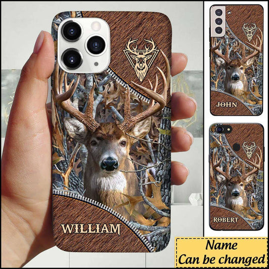 Joycorners Deer Hunting Leather Parttern Personalized Name Phone Case LM1012