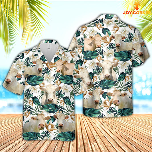 JoyCorners Charolais Cattle Hawaiian Shirt