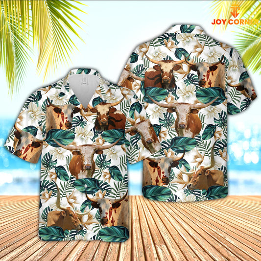 JoyCorners Texas Longhorn Cattle Hawaiian Shirt