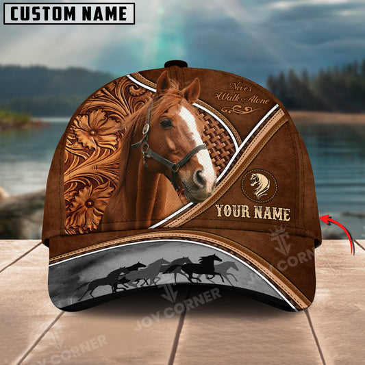 Joycorners Thoroughbred Horse Never Walk Alone Custom Name 3D Classic Cap