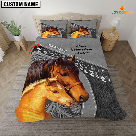 Joycorners Horse Never Walk Alone Customized Name 3D Bedding Set