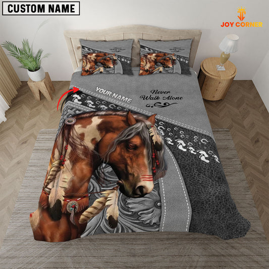 Joycorners Horse Never Walk Alone Customized Name 3D Bedding Set