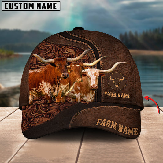 Joycorners Texas Longhorn Cattle Customized Name And Farm Name 3D Classic Cap