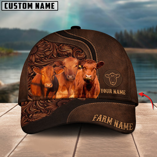 Joycorners Red Angus Cattle Customized Name And Farm Name 3D Classic Cap