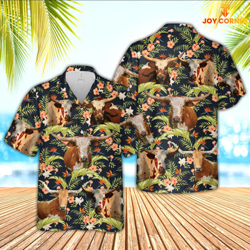 JoyCorners Texas Longhorn Cattle Hawaiian Shirt