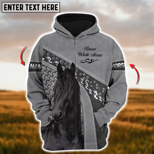 Joycorners Custom Name Horse Lovers Never Walk Alone 3D Hoodie