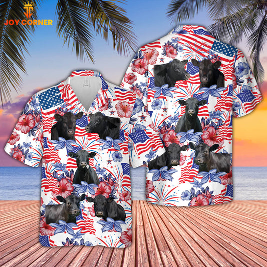 Joycorners Black Angus Cattle US 4th Of July Hawaiian Shirt