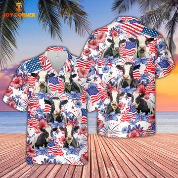 Joycorners Holstein Cattle US 4th Of July Hawaiian Shirt