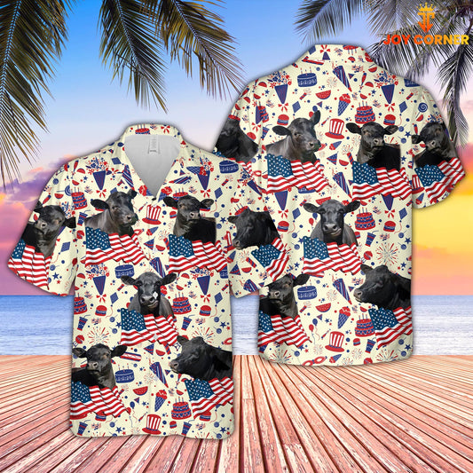 Joycorners Black Angus Cattle US 4th Of July Hawaiian Shirt