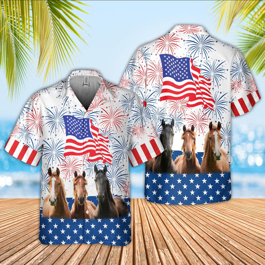 Joycorners Horse Lovers US 4th Of July Hawaiian Shirt