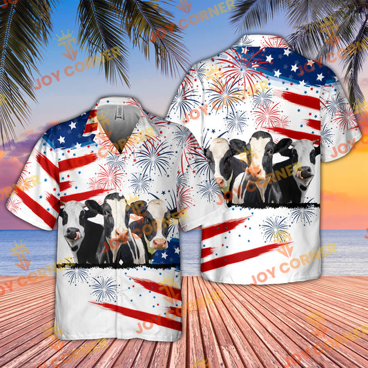 Joycorners Holstein Cattle US 4th Of July Hawaiian Shirt