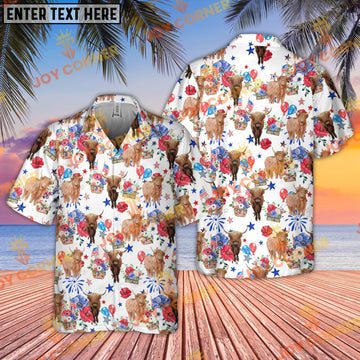 Joycorners Highland Cattle US 4th Of July Hawaiian Shirt