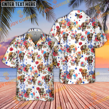 Joycorners Hereford Cattle US 4th Of July Hawaiian Shirt