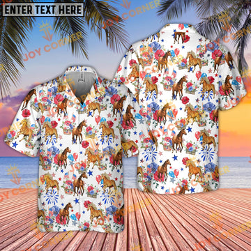 Joycorners Horse Lovers US 4th Of July Hawaiian Shirt