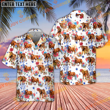 Joycorners Red Angus Cattle US 4th Of July Hawaiian Shirt