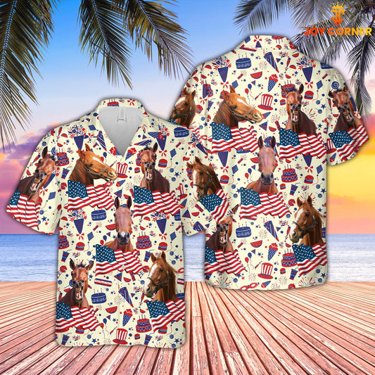 Joycorners Horse Lovers US 4th Of July Hawaiian Shirt