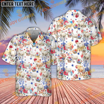 Joycorners Charolais Cattle US 4th Of July Hawaiian Shirt