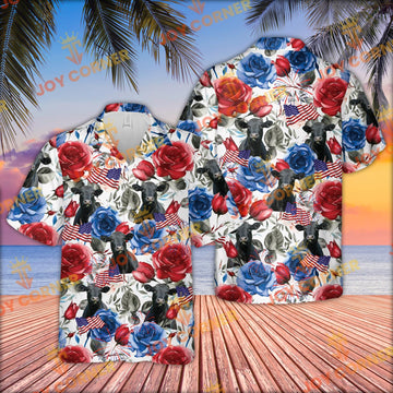 Joycorners Black Angus Cattle US 4th Of July Hawaiian Shirt