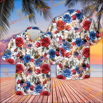 Joycorners Hereford Cattle US 4th Of July Hawaiian Shirt
