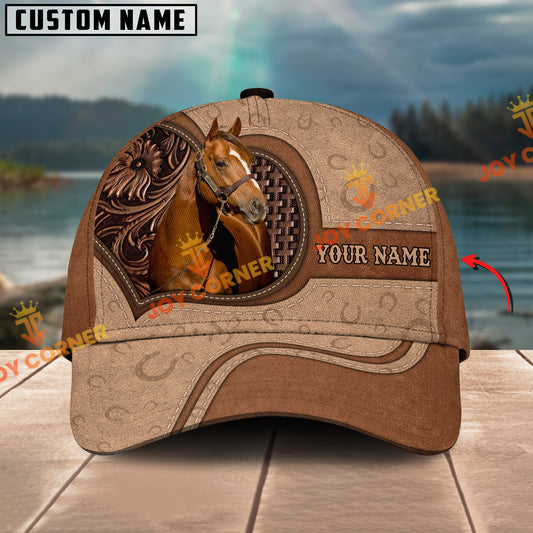 Joycorners Horse Leather Carving Customized Name 3D Classic Cap