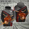 Joycorners Custom Name Texas Longhorn Cattle Metal Pattern 3D Printed Hoodie