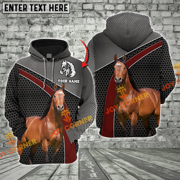 Joycorners Custom Name Horse Metal Pattern 3D Printed Hoodie