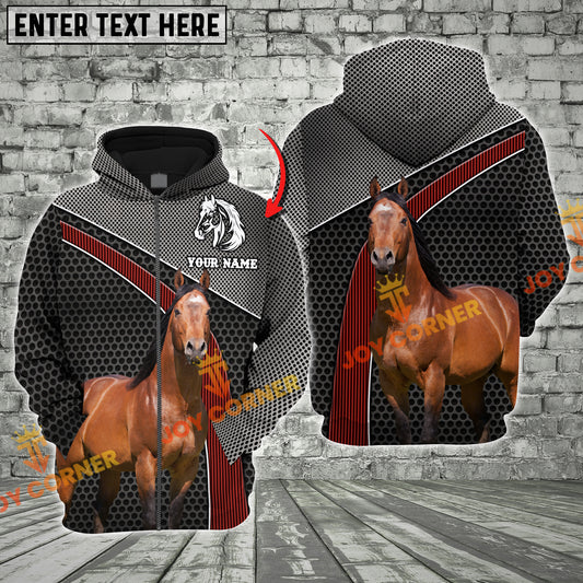 Joycorners Custom Name Horse Metal Pattern 3D Printed Hoodie