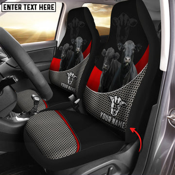 Joycorners Black Angus Cattle Customized Name Car Seat Cover Set (2Pcs)