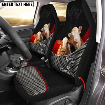 Joycorners Hereford Cattle Customized Name Car Seat Cover Set (2Pcs)