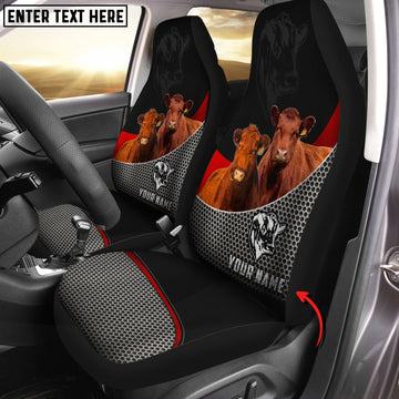 Joycorners Red Angus Cattle Customized Name Car Seat Cover Set (2Pcs)