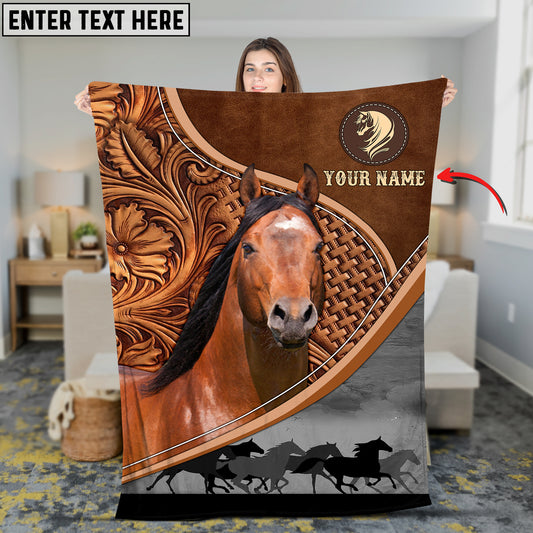 Joycorners Custom Name American Quarter Horse Carving Pattern 3D Blanket