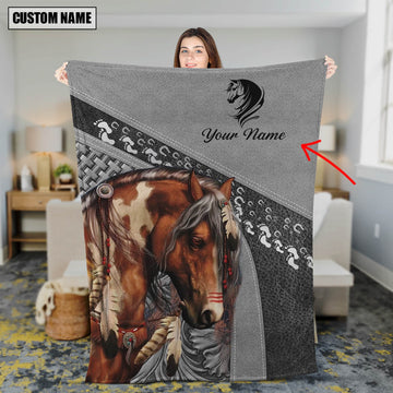 Joycorners Custom Name Horse Lovers Carving Pattern 3D Blanket