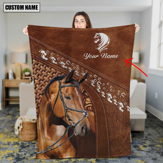 Joycorners Custom Name Warmblood Horse Lovers Carving Pattern 3D Blanket