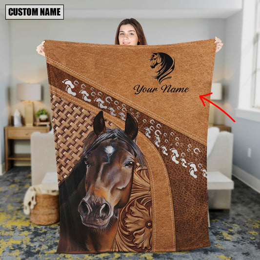 Joycorners Custom Name Horse Lovers Carving Pattern 3D Blanket