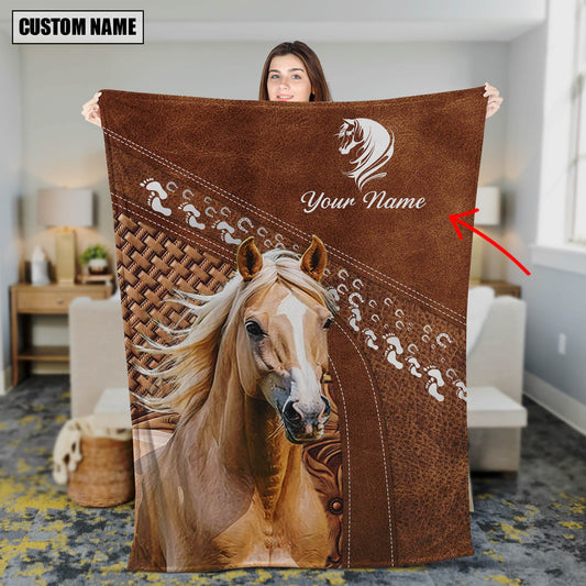 Joycorners Custom Name Palomino Horse Lovers Carving Pattern 3D Blanket