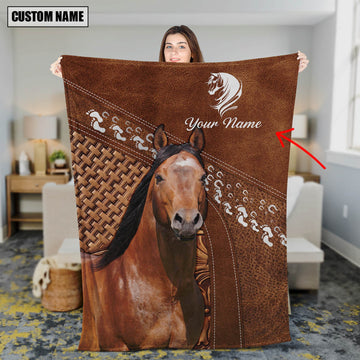 Joycorners Custom Name American Quarter Horse Lovers Carving Pattern 3D Blanket