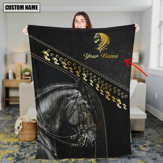 Joycorners Custom Name Horse Lovers Carving Pattern 3D Blanket