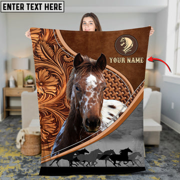 Joycorners Custom Name Appaloosa Horse Carving Pattern 3D Blanket