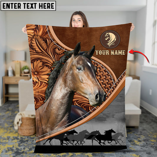 Joycorners Custom Name Hackney Horse Carving Pattern 3D Blanket
