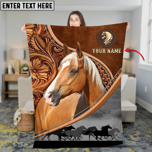 Joycorners Custom Name Palomino Horse Carving Pattern 3D Blanket