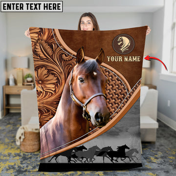 Joycorners Custom Name Morgan Horse Carving Pattern 3D Blanket