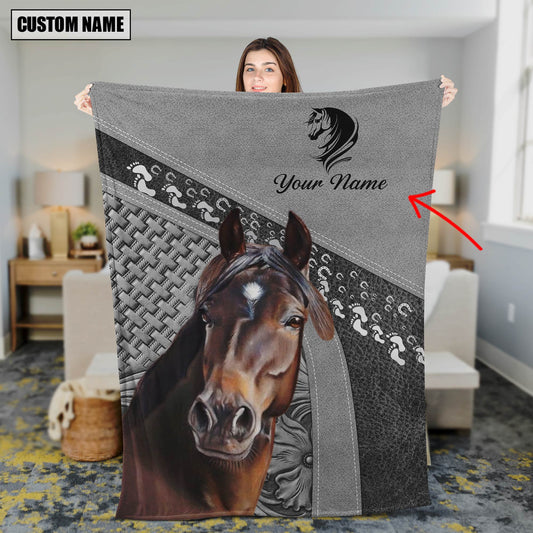 Joycorners Custom Name Horse Lovers Carving Pattern 3D Blanket