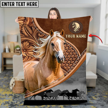 Joycorners Custom Name Palomino Horse Carving Pattern 3D Blanket